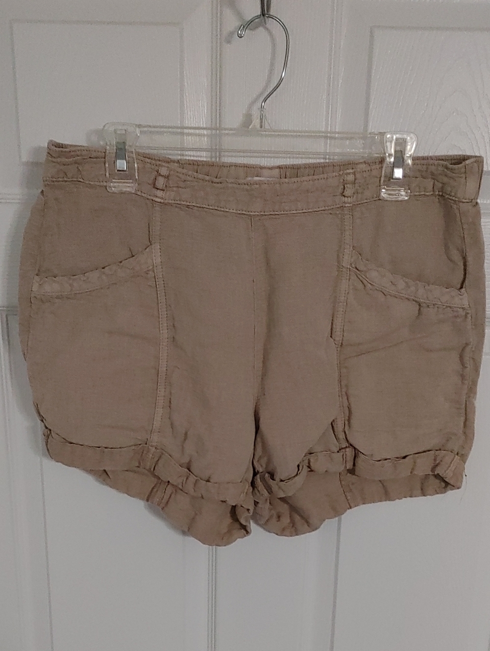 C&C California Tan High-Waist Relaxed Linen Blend Shorts Women's Size Large